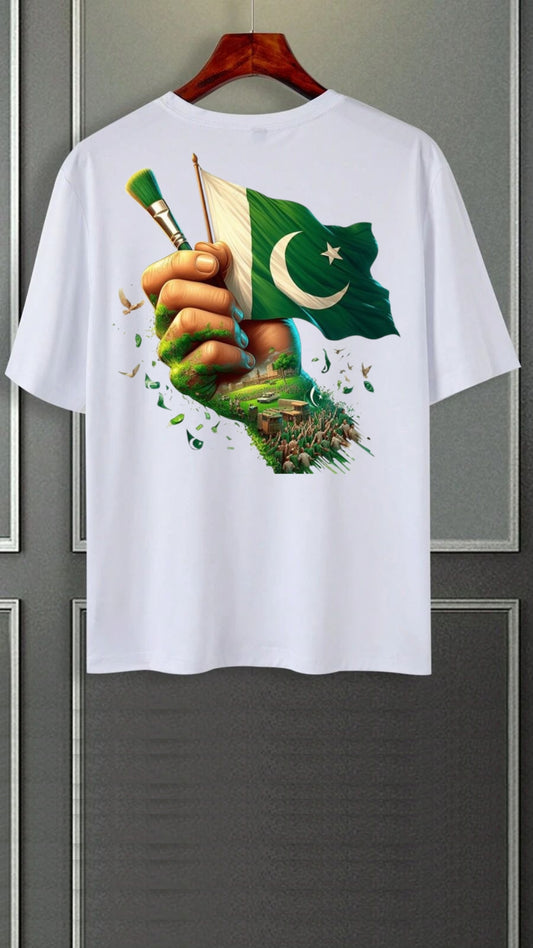Down shoulder White Tees Azadi 1